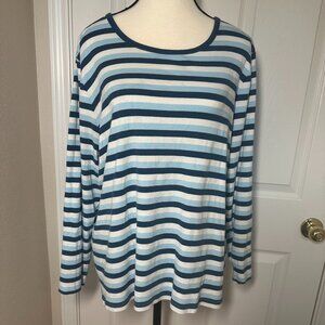 Lands End Cotton T Size 2x Blue/white striped